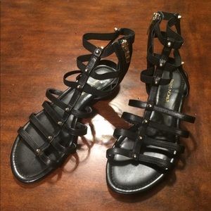 LADIES MARC FISHER BLK GLADIATOR S 7.5 SANDALS NEW